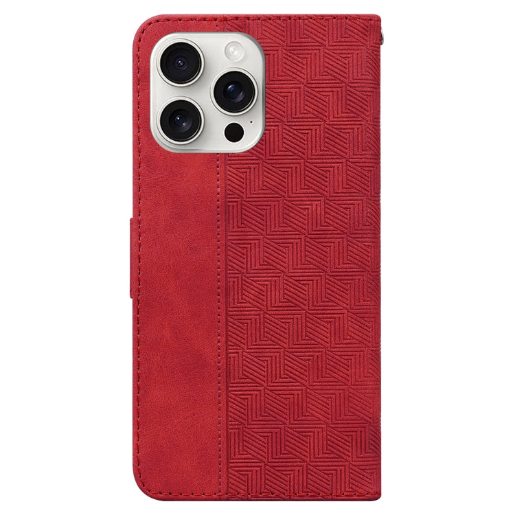 For iPhone 16 Pro Geometric Embossed Leather Phone Case