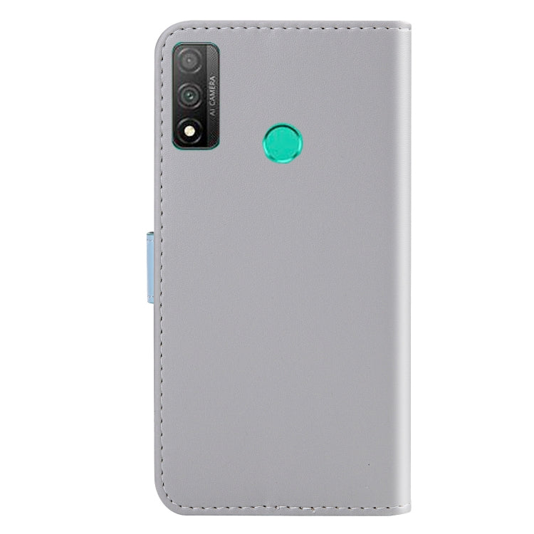 For Huawei P smart 2020 Tricolor Stitching Horizontal Flip TPU + PU Leather Case with Holder & Card Slots & Wallet