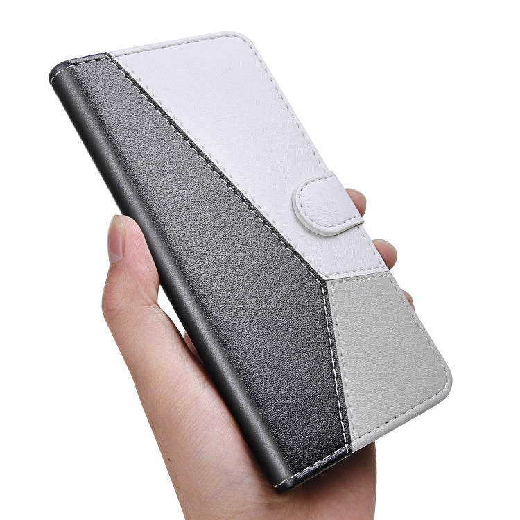 For Huawei Y5p Tricolor Stitching Horizontal Flip TPU + PU Leather Case with Holder & Card Slots & Wallet