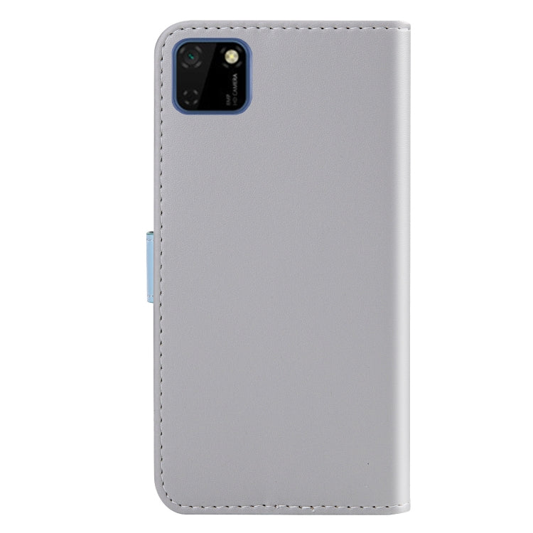 For Huawei Y5p Tricolor Stitching Horizontal Flip TPU + PU Leather Case with Holder & Card Slots & Wallet