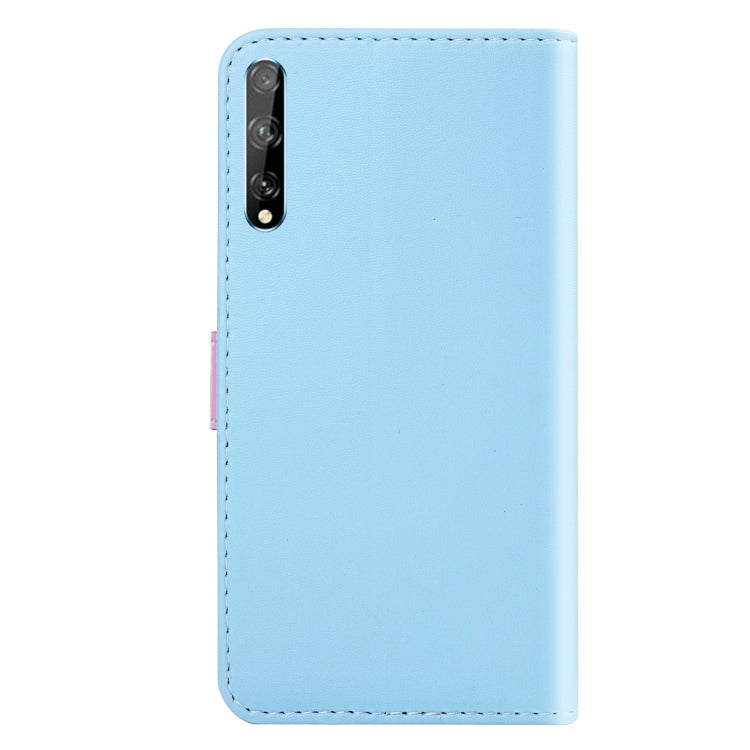 For Huawei Y8p / Enjoy 10s Tricolor Stitching Horizontal Flip TPU + PU Leather Case with Holder & Card Slots & Wallet