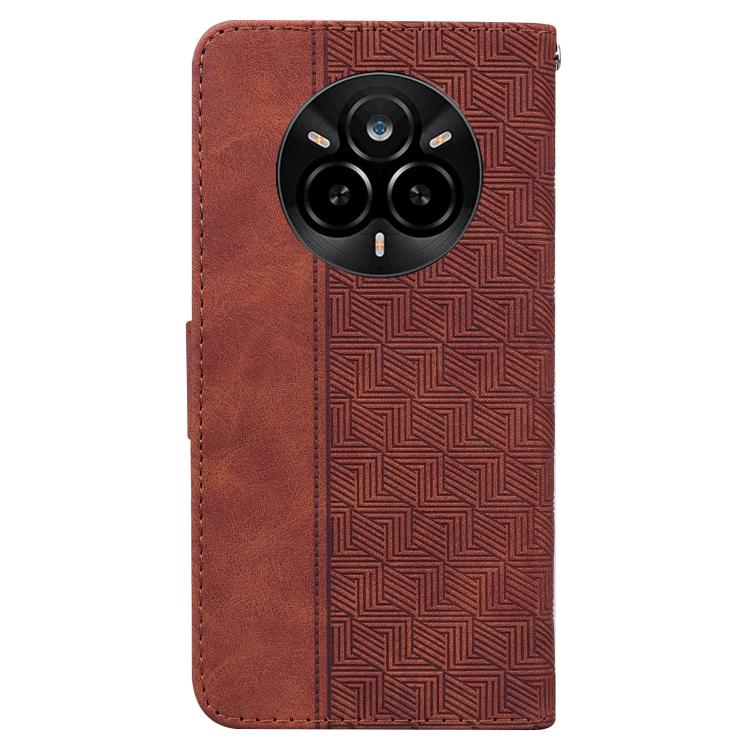 For Realme 14 Pro Geometric Embossed Leather Phone Case