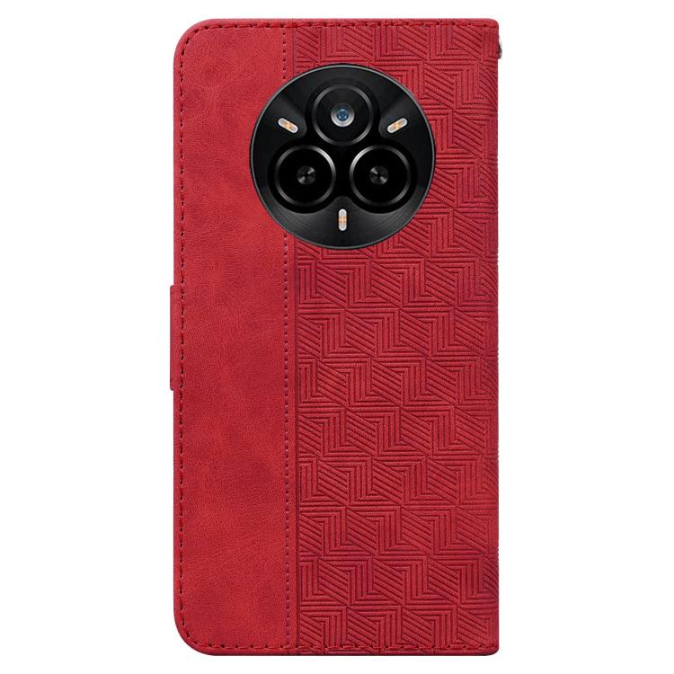 For Realme 14 Pro Geometric Embossed Leather Phone Case