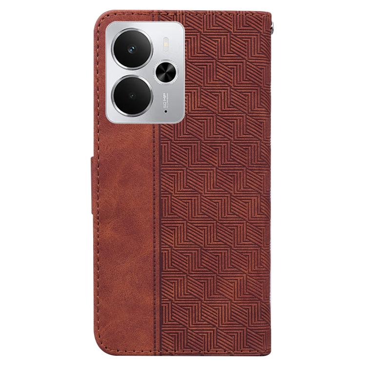 For Realme 14 Geometric Embossed Leather Phone Case