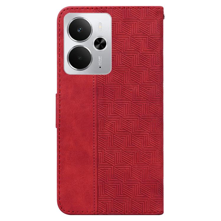 For Realme 14 Geometric Embossed Leather Phone Case