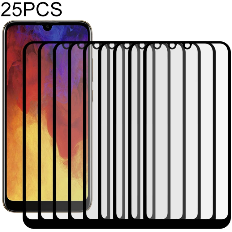 For Huawei Y6p 25 PCS Full Glue Full Screen Tempered Glass Film(Black)