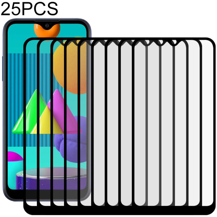 For Samsung Galaxy M01 25 PCS Full Glue Full Screen Tempered Glass Film(Black)