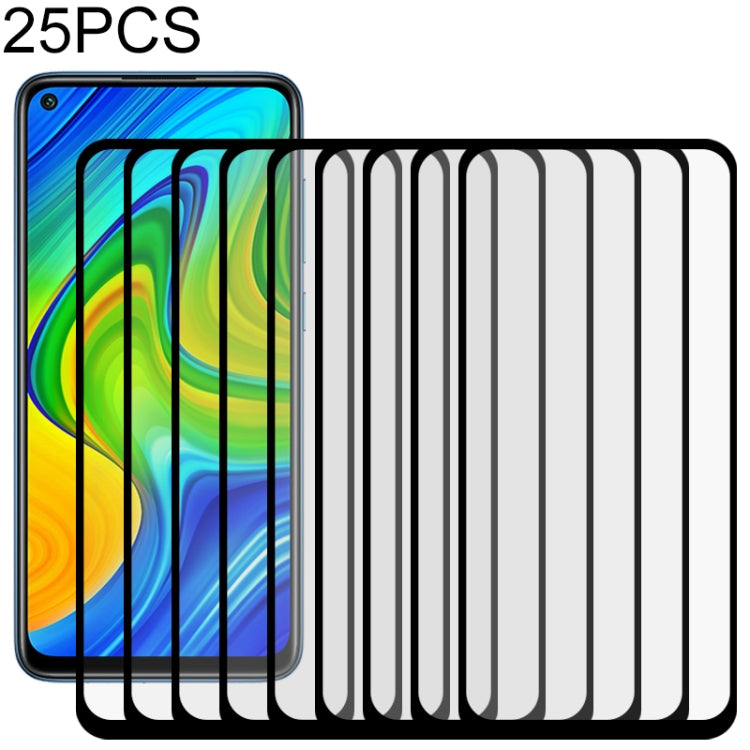 For Xiaomi Redmi 10X 4G 25 PCS Full Glue Full Screen Tempered Glass Film(Black)