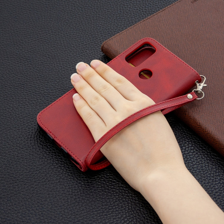 For Huawei P Smart (2020) Retro Lambskin Texture Pure Color Horizontal Flip PU Leather Case with Holder & Card Slots & Wallet & Lanyard