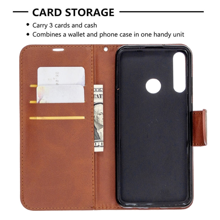 For Huawei Y6P Retro Lambskin Texture Pure Color Horizontal Flip PU Leather Case with Holder & Card Slots & Wallet & Lanyard