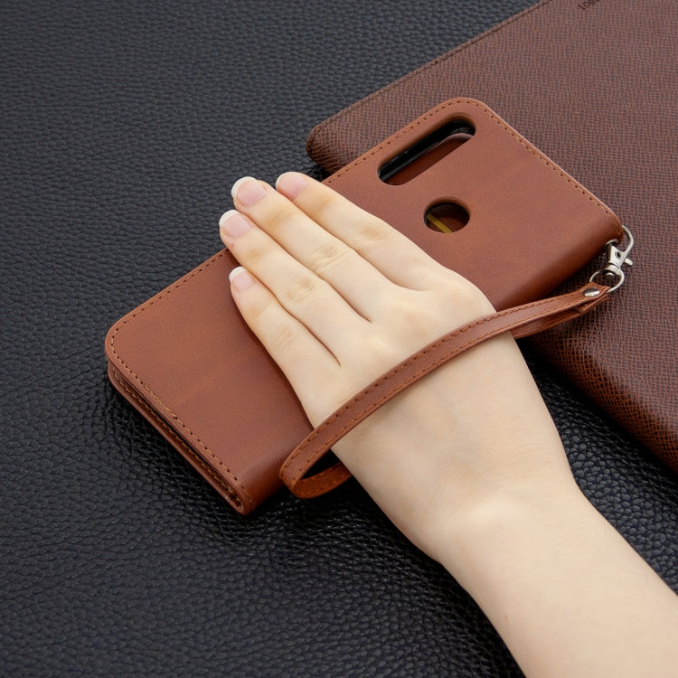 For Huawei Y6P Retro Lambskin Texture Pure Color Horizontal Flip PU Leather Case with Holder & Card Slots & Wallet & Lanyard