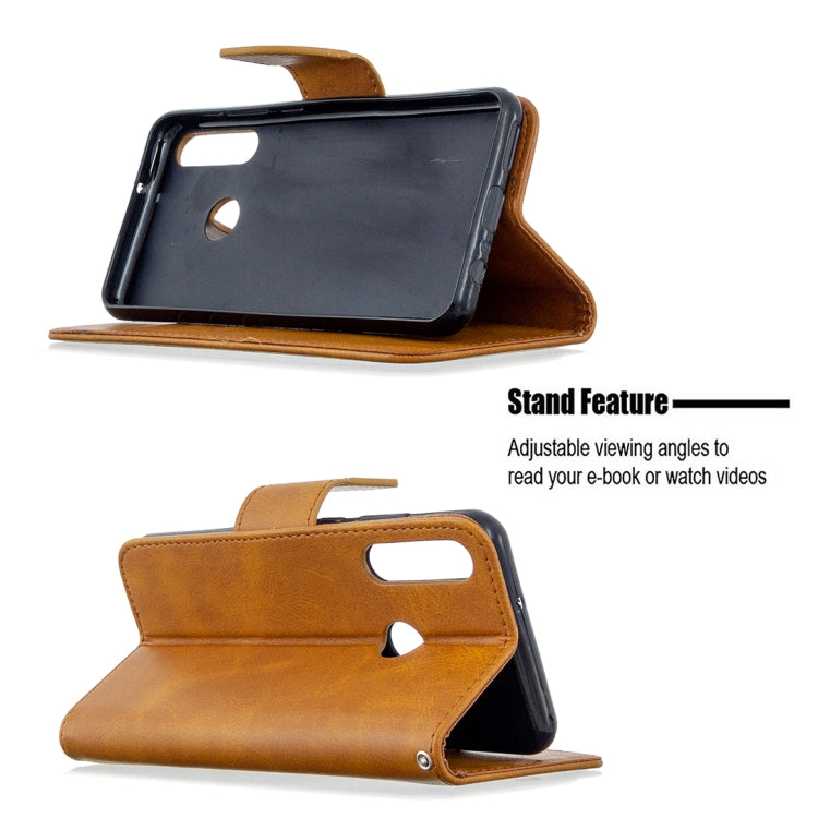 For Huawei Y6P Retro Lambskin Texture Pure Color Horizontal Flip PU Leather Case with Holder & Card Slots & Wallet & Lanyard