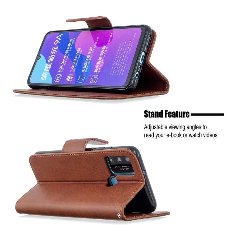 For Huawei Honor 9A Retro Lambskin Texture Pure Color Horizontal Flip PU Leather Case with Holder & Card Slots & Wallet & Lanyard