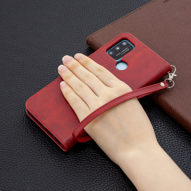 For Huawei Honor 9A Retro Lambskin Texture Pure Color Horizontal Flip PU Leather Case with Holder & Card Slots & Wallet & Lanyard