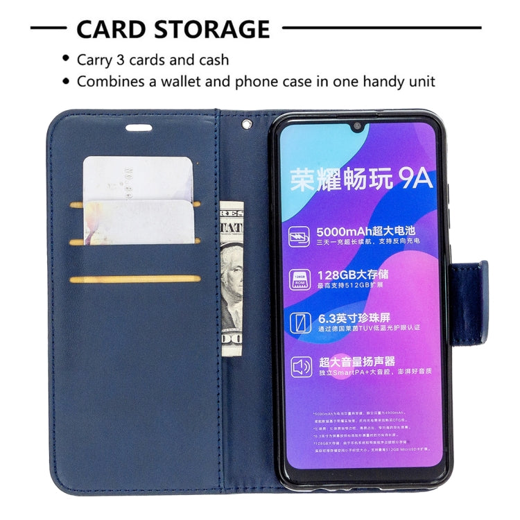 For Huawei Honor 9A Retro Lambskin Texture Pure Color Horizontal Flip PU Leather Case with Holder & Card Slots & Wallet & Lanyard