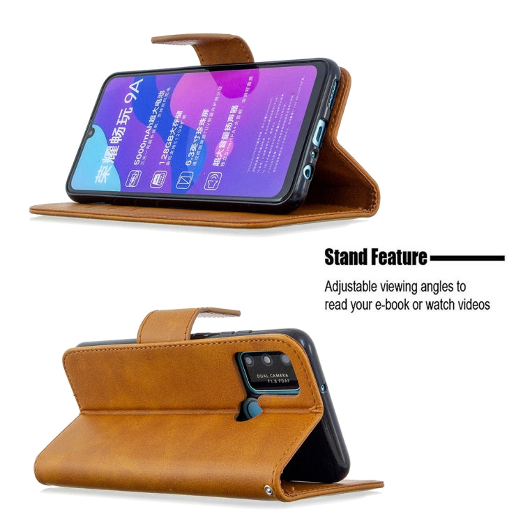For Huawei Honor 9A Retro Lambskin Texture Pure Color Horizontal Flip PU Leather Case with Holder & Card Slots & Wallet & Lanyard