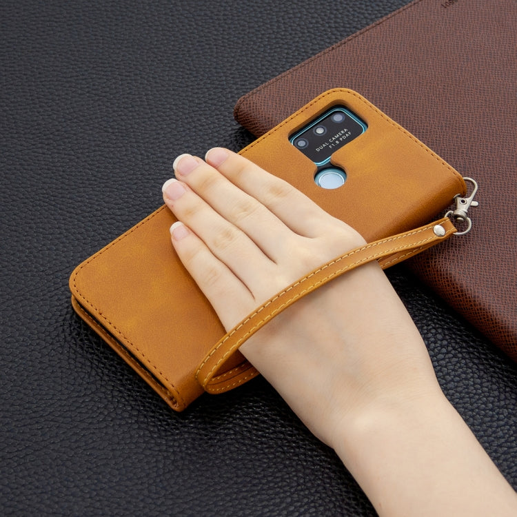 For Huawei Honor 9A Retro Lambskin Texture Pure Color Horizontal Flip PU Leather Case with Holder & Card Slots & Wallet & Lanyard