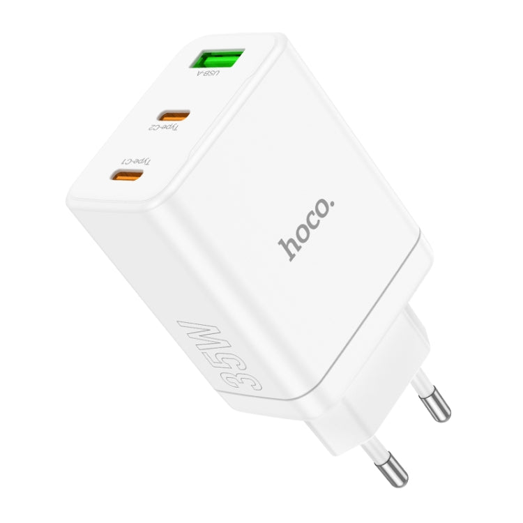 hoco N33 Start PD35W Dual Type-C + USB 3-port Charger, EU Plug(White)