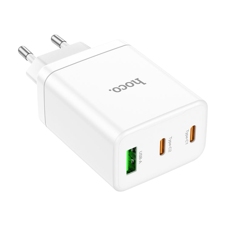 hoco N33 Start PD35W Dual Type-C + USB 3-port Charger, EU Plug(White)