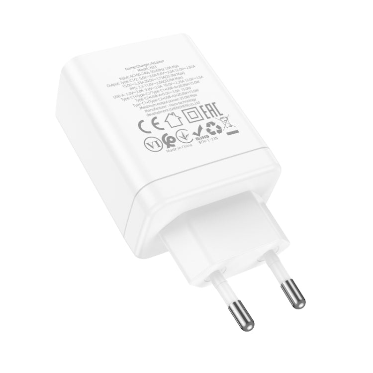 hoco N33 Start PD35W Dual Type-C + USB 3-port Charger, EU Plug(White)