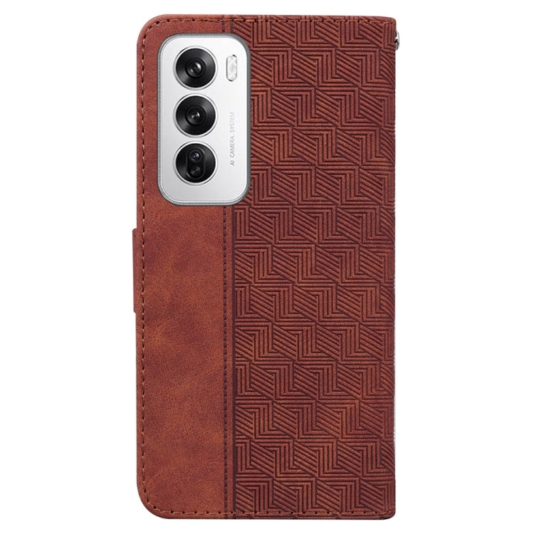 For OPPO Reno12 5G Global Geometric Embossed Leather Phone Case