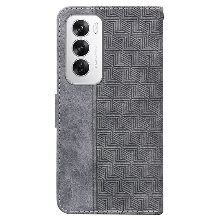 For OPPO Reno12 5G Global Geometric Embossed Leather Phone Case