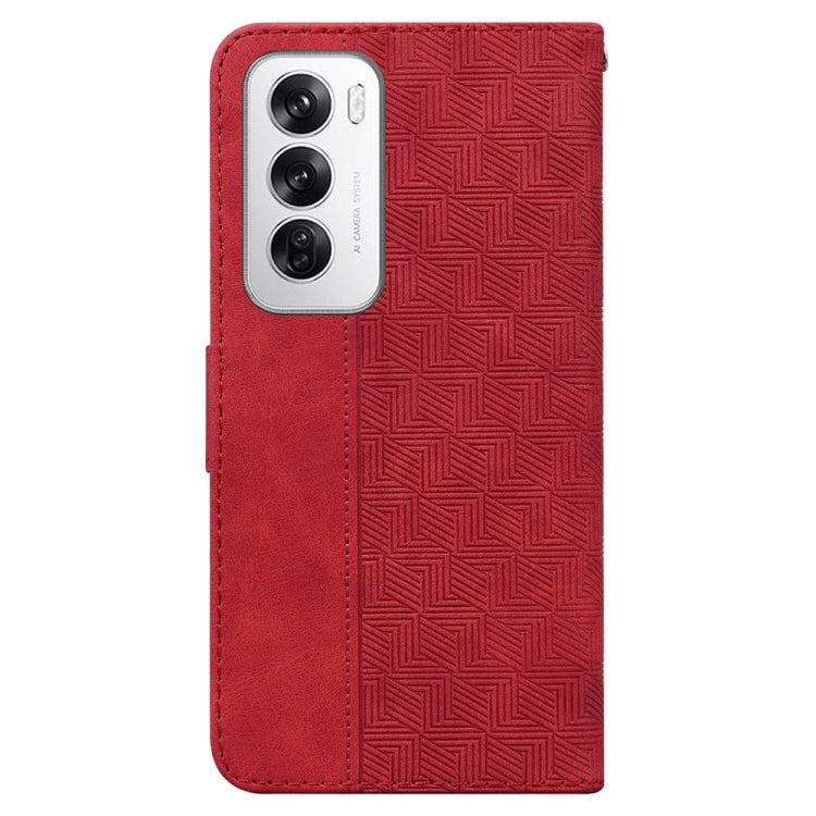 For OPPO Reno12 5G Global Geometric Embossed Leather Phone Case