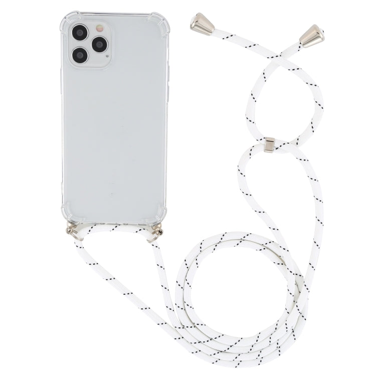 For iPhone 15 Four-Corner Shockproof Transparent TPU Case with Lanyard