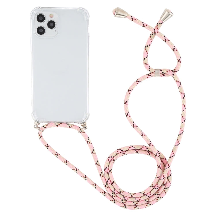 For iPhone 15 Four-Corner Shockproof Transparent TPU Case with Lanyard