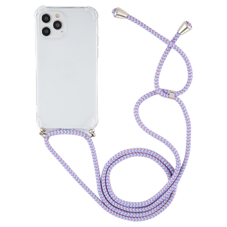 For iPhone 15 Four-Corner Shockproof Transparent TPU Case with Lanyard