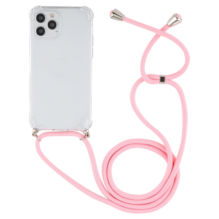 For iPhone 15 Four-Corner Shockproof Transparent TPU Case with Lanyard