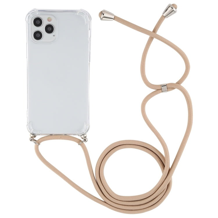 For iPhone 15 Four-Corner Shockproof Transparent TPU Case with Lanyard