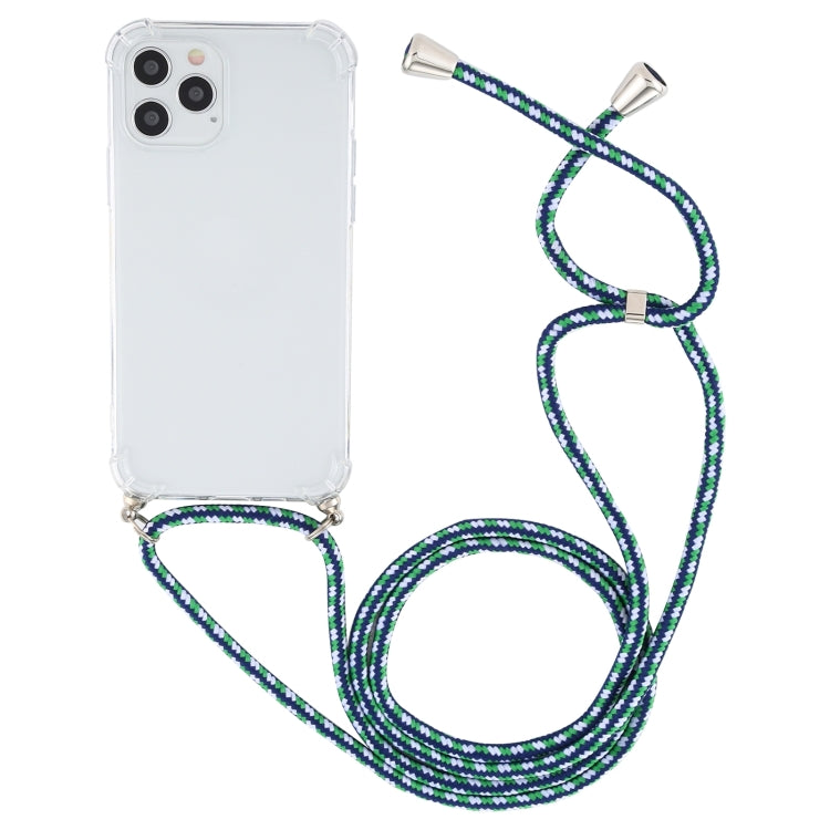 For iPhone 15 Plus Four-Corner Shockproof Transparent TPU Case with Lanyard