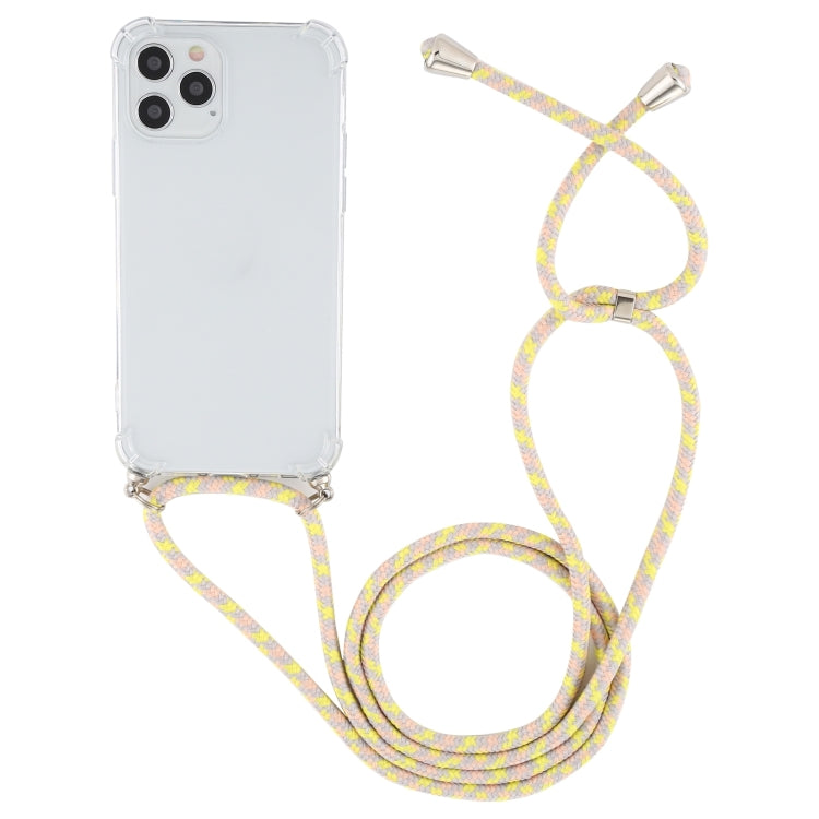 For iPhone 15 Plus Four-Corner Shockproof Transparent TPU Case with Lanyard