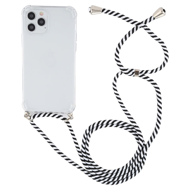 For iPhone 15 Plus Four-Corner Shockproof Transparent TPU Case with Lanyard
