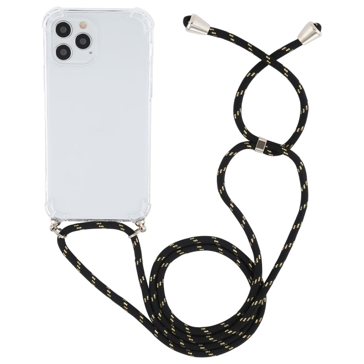 For iPhone 15 Plus Four-Corner Shockproof Transparent TPU Case with Lanyard
