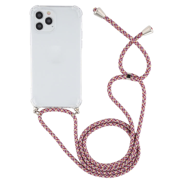 For iPhone 15 Plus Four-Corner Shockproof Transparent TPU Case with Lanyard