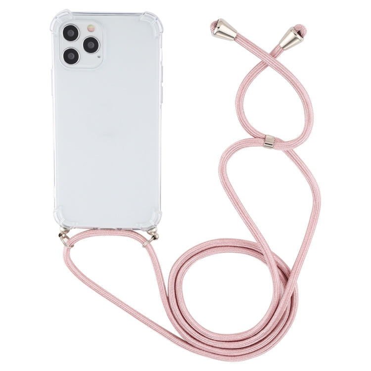 For iPhone 15 Plus Four-Corner Shockproof Transparent TPU Case with Lanyard