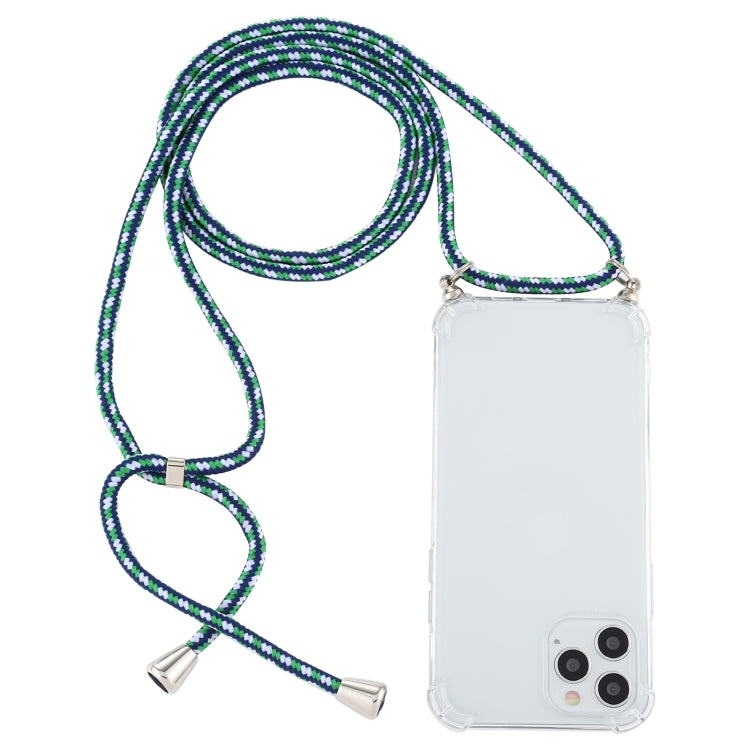 For iPhone 15 Pro Max Four-Corner Shockproof Transparent TPU Case with Lanyard