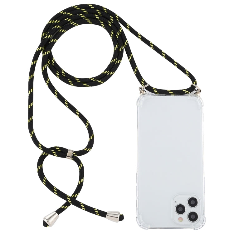 For iPhone 15 Pro Max Four-Corner Shockproof Transparent TPU Case with Lanyard