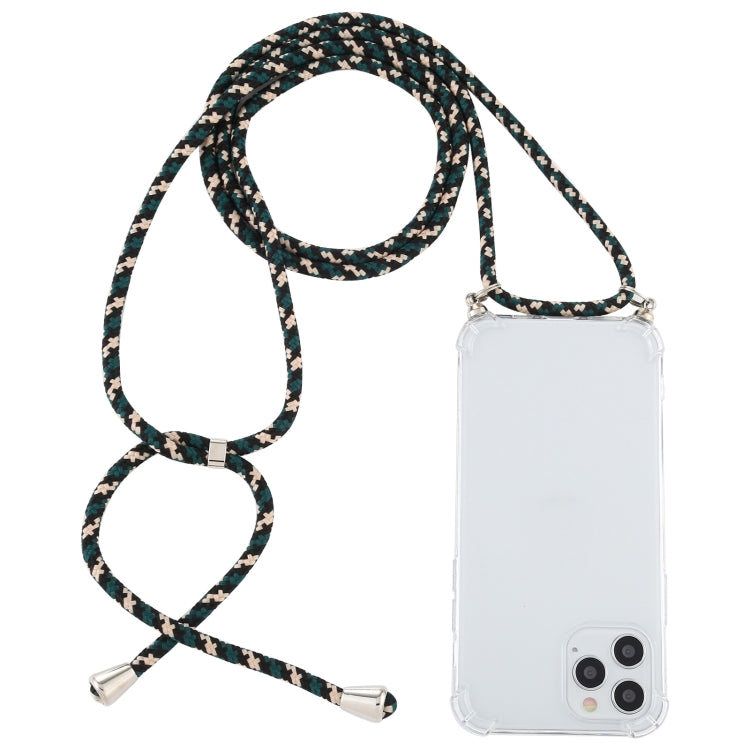 For iPhone 15 Pro Max Four-Corner Shockproof Transparent TPU Case with Lanyard