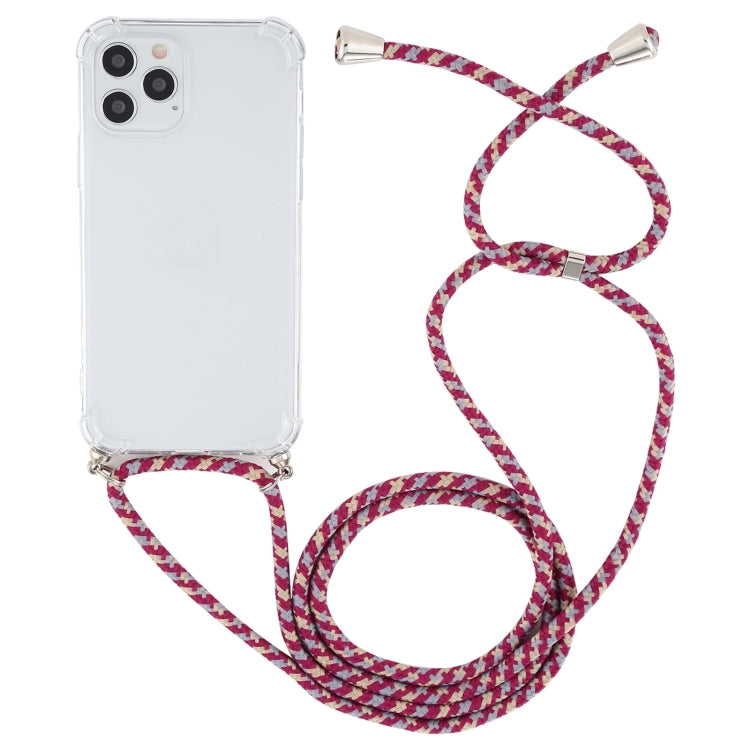 For iPhone 15 Pro Max Four-Corner Shockproof Transparent TPU Case with Lanyard