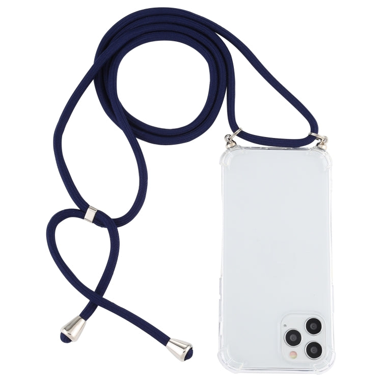 For iPhone 15 Pro Max Four-Corner Shockproof Transparent TPU Case with Lanyard