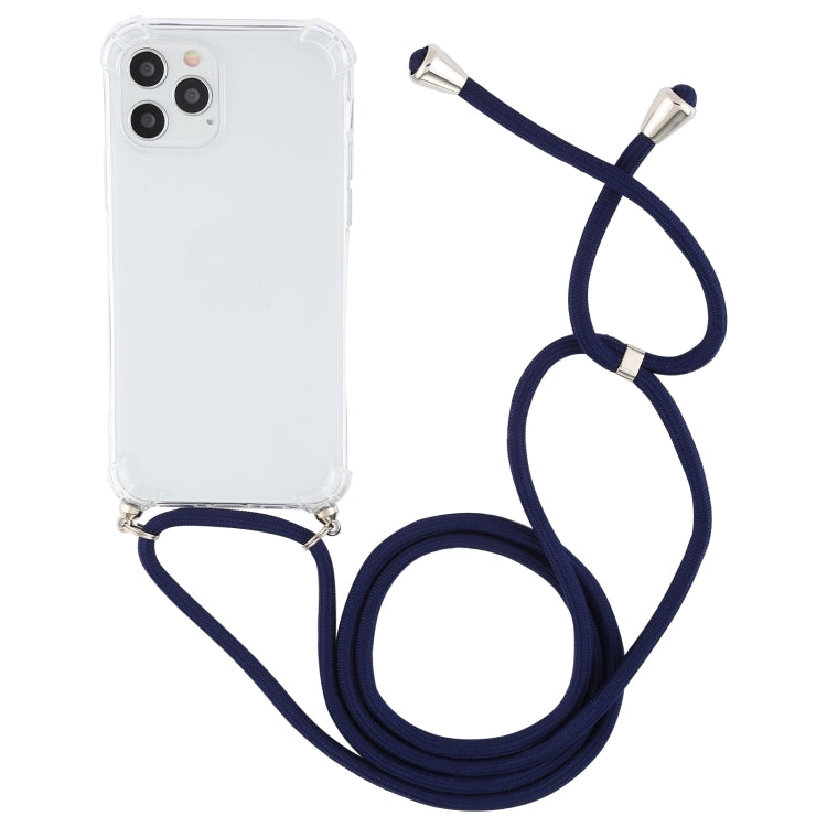 For iPhone 15 Pro Max Four-Corner Shockproof Transparent TPU Case with Lanyard