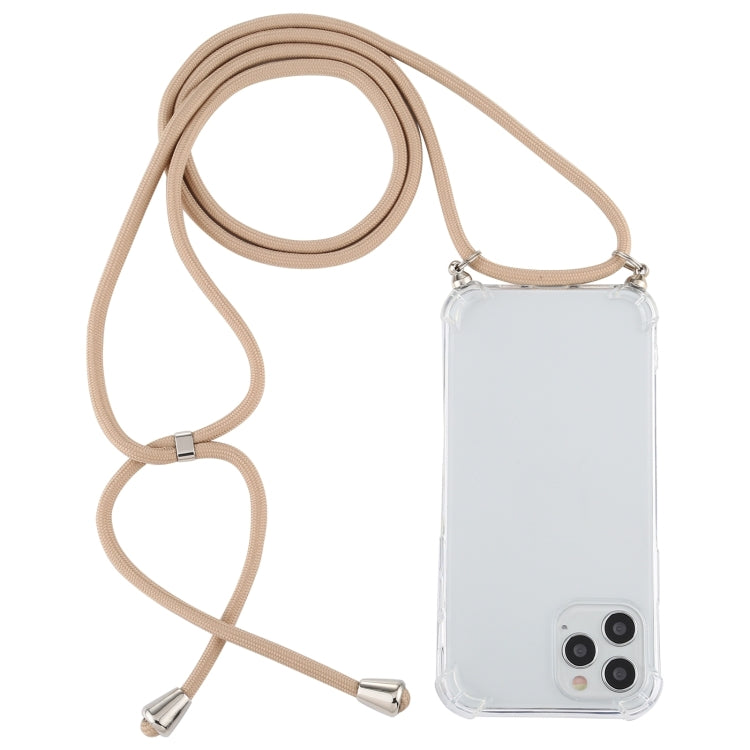For iPhone 15 Pro Max Four-Corner Shockproof Transparent TPU Case with Lanyard