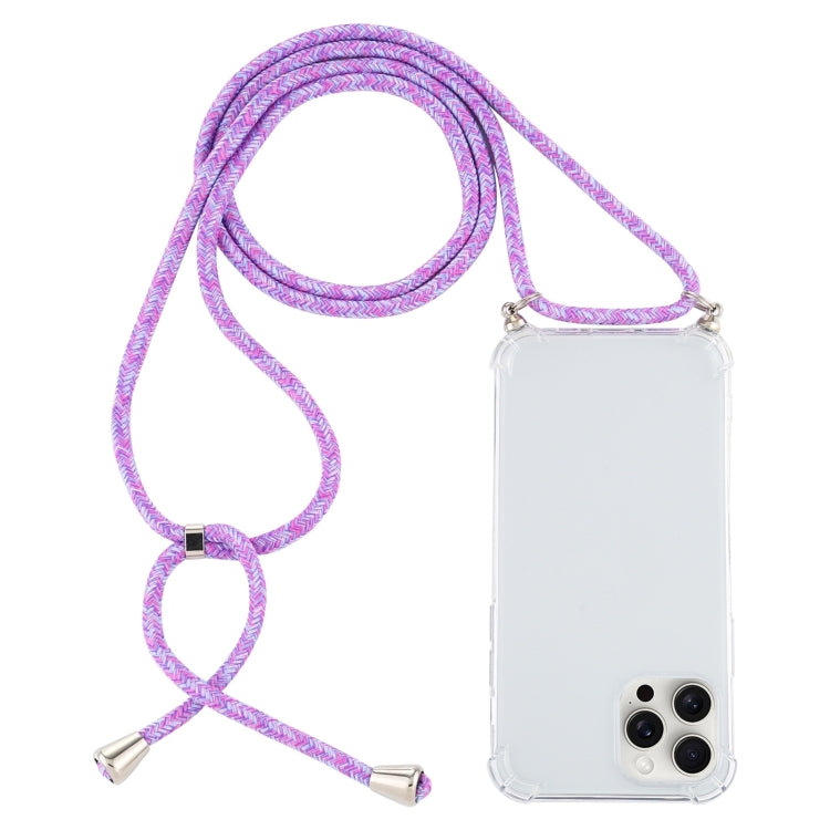 For iPhone 16 Pro Max Four-Corner Shockproof Transparent TPU Case with Lanyard