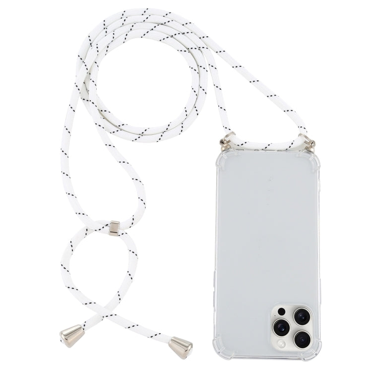 For iPhone 16 Pro Four-Corner Shockproof Transparent TPU Case with Lanyard