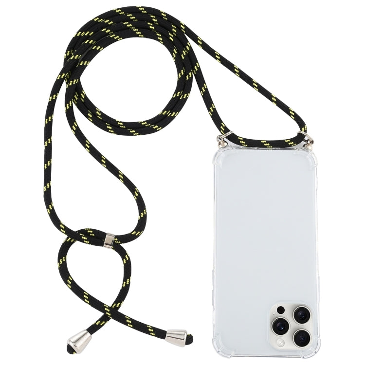 For iPhone 16 Pro Four-Corner Shockproof Transparent TPU Case with Lanyard