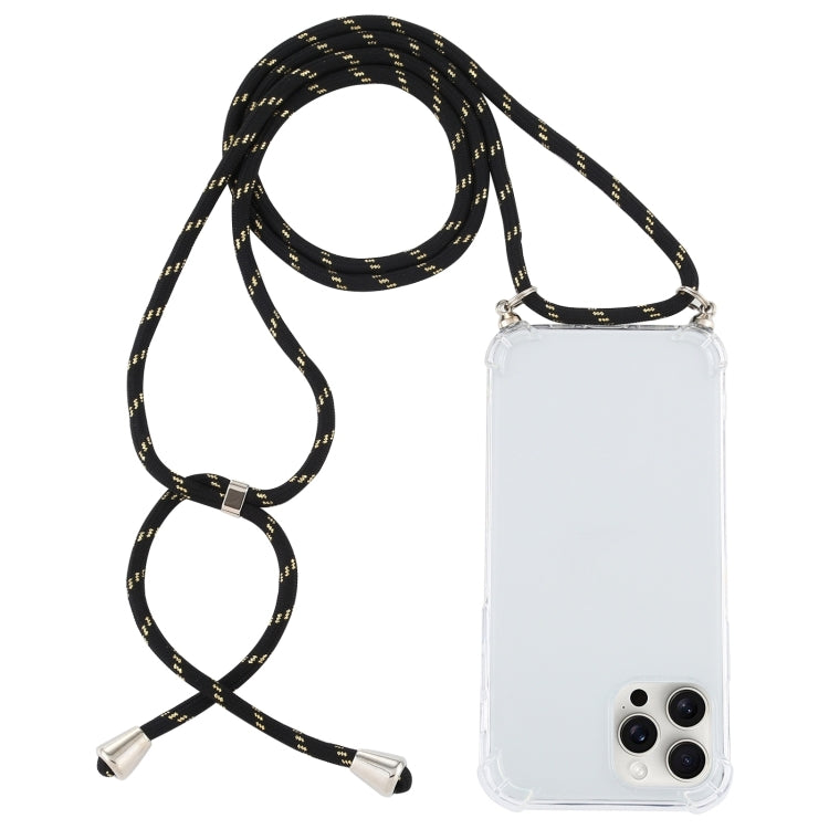 For iPhone 16 Pro Four-Corner Shockproof Transparent TPU Case with Lanyard