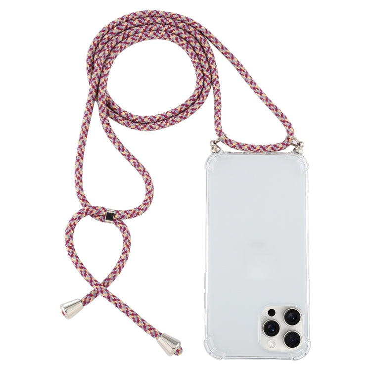 For iPhone 16 Pro Four-Corner Shockproof Transparent TPU Case with Lanyard